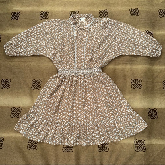 Shoshanna Women'S Beige Three-Quarter Sleeve Elastic Waist Dress Size 6 - Picture 3 of 17